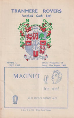 Tranmere Rovers v Port Vale Match Programme 1965-08-27